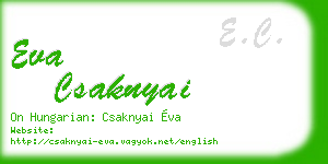 eva csaknyai business card
